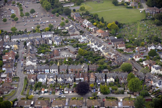 Aerial view of Lyndhurst Road, Chichester.
 
Picture: Allan Hutchings