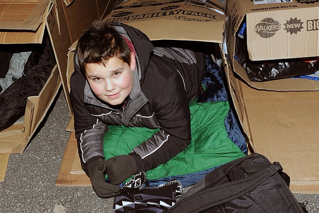 The 2nd Durrington Sea Scout Group charity sleep out in 2009 raising money to support the homeless in Worthing. Picture: Stephen Goodger W05285H9