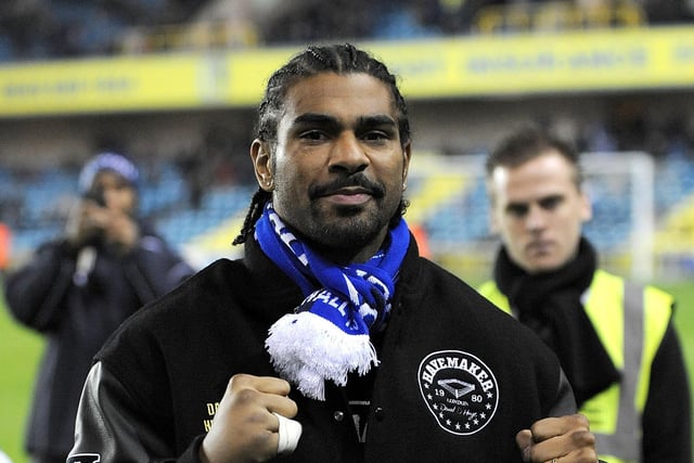 Former world boxing champion Haye (pictured) is a knockout at the New Den, but he's no Mike Tyson. Radio personality Danny Baker is a big Millwall fan, while Oscar-winning actor Daniel Day-Lewis is apparently another Lions fan. His film 'My Left Foot' is not about  former Millwall player Mark Beevers. (Photo by Christopher Lee/Getty Images)