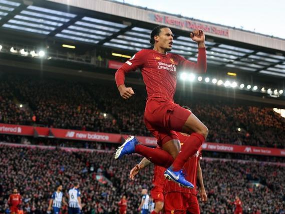 Virgil van Dijk was the unlikely goalscoring hero when Liverpool scraped past Brighton at Anfield. The Holland defender headed two first-half goals before the hosts were forced to hang on for a 2-1 victory