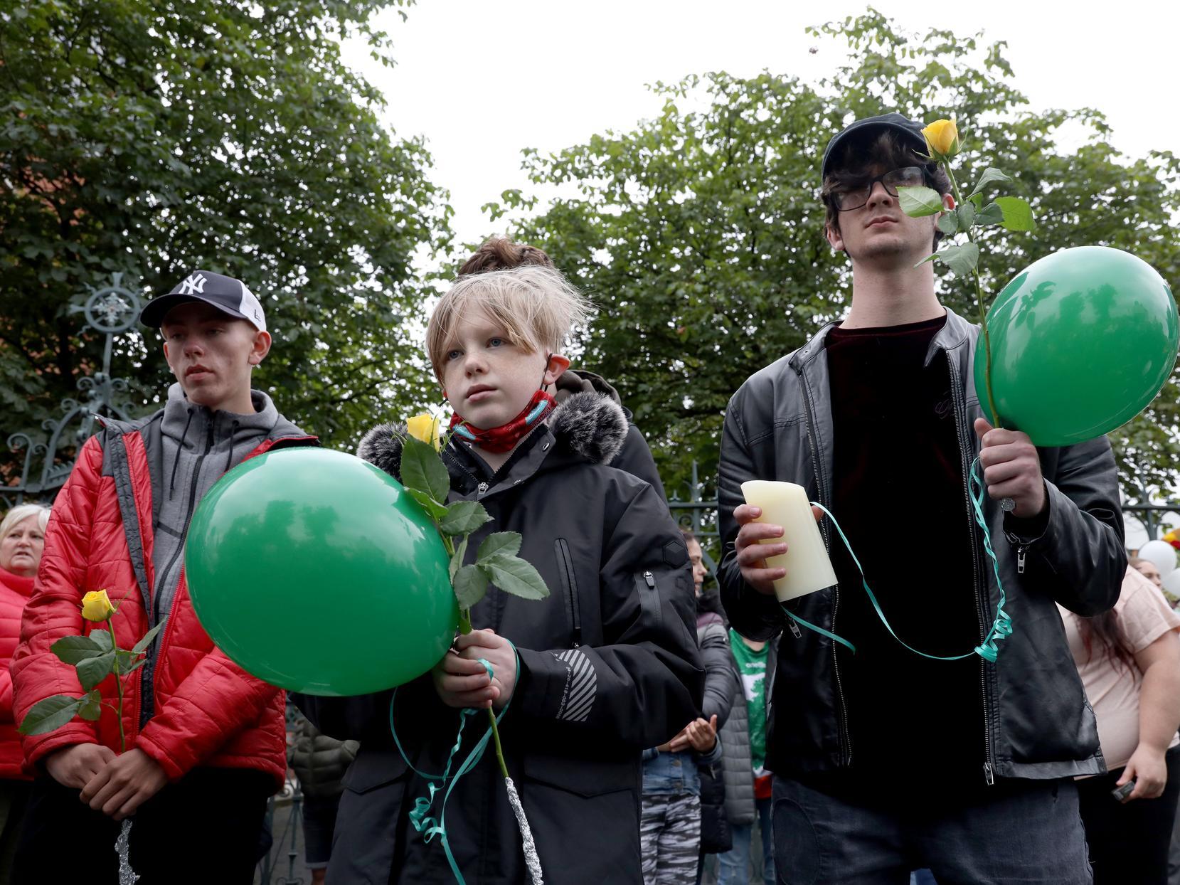 Hundreds gathered to express their sadness that 14 year-old Noah had died.