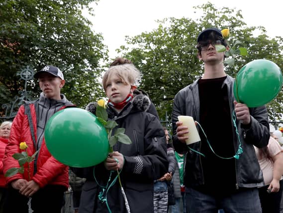 Hundreds gathered to express their sadness that 14 year-old Noah had died.