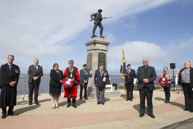 Some of those involved in wreath laying at Portstewart War Memorial to mark the Battle of the Somme