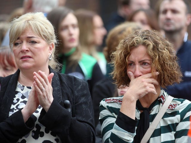 Strangers, friends and family members all shed tears at the sad funeral of Noah Donohoe.