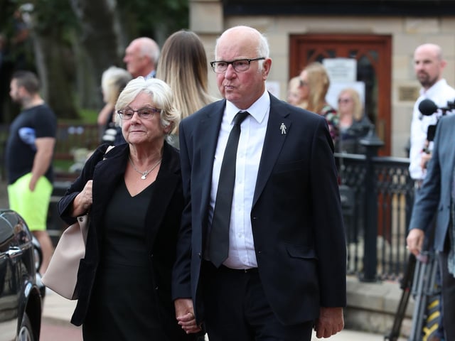 Brother Tommy Charlton outside West Road Crematorium, in Newcastle arriving for the funeral of Jack Charlton