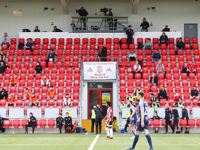 A socially distant Mark Farren Stand during Derry City's clash against Sligo Rovers. Picture by Maiden City Images