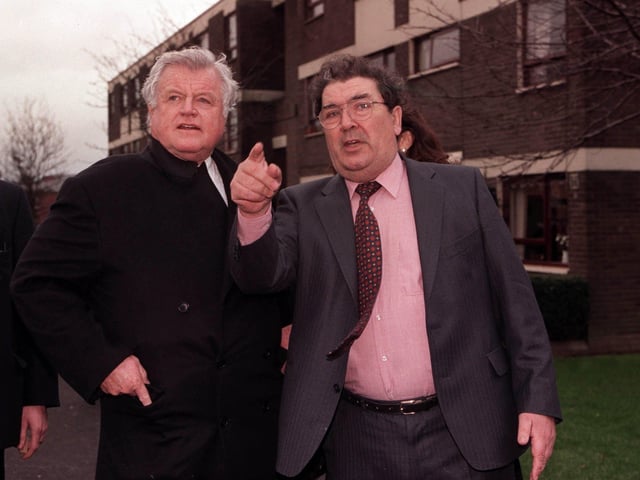 Sanator Edward Kennedy with his good friend John Hume during his visit to the Bogside. January 1998