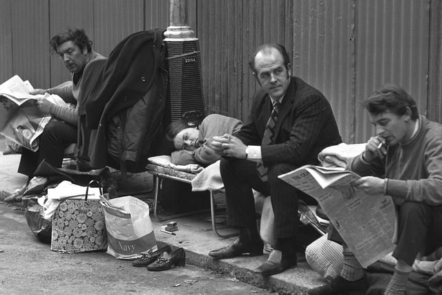 Ulster MPs continuing their hunger strike in Downing Street, left to right: John Hume, Bernadette Devlin, Frank McManus and Austin Currie.