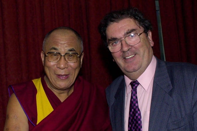 The Dalai Lama (left) meeting with fellow Nobel peace laureate John Hume, the former SDLP leader has died at the age of 83.