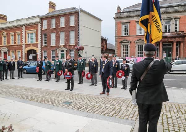 The 75th anniversary of VJ Day was marked with a wreath laying ceremony at Lisburn War Memorial on Aiugust 15. Pic by Norman Briggs, rnbphotoraghy