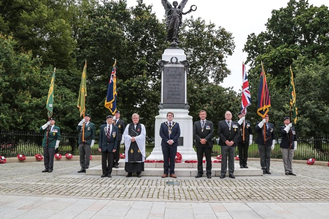 The Royal British Legion held a wreath laying ceremony at the Lisburn Wat Memorial on August 15 to mark the 75th anniversary of VJ Day. Pic by Norman Briggs, rnbphotoraghy
