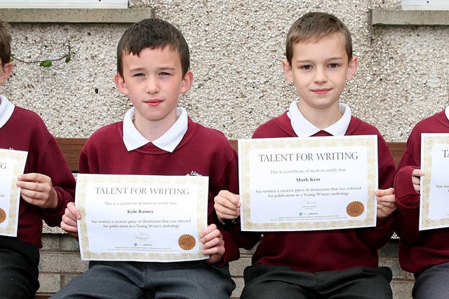Pupils from Queen Elizabeth II PS Pomeroy winners in the Young Writers Competition.  TT26-755MPC