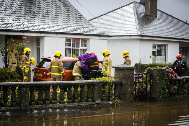 Emergency Services Stage to assist with relief efforts during massive flood in Newcastle County Down.