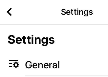 In the settings section click general
