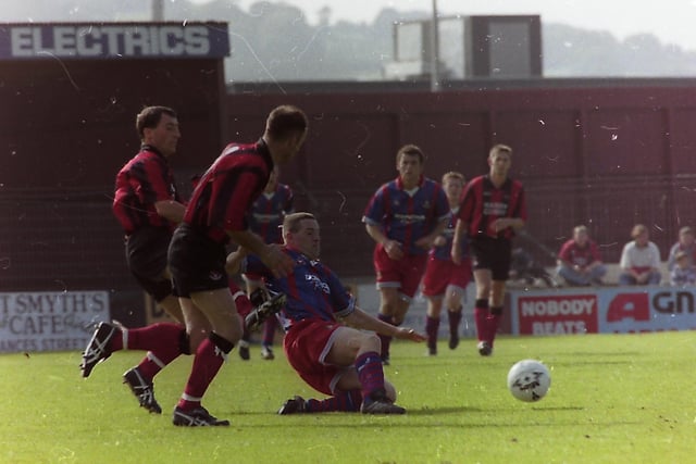 Ards and Crusaders met in the Gold Cup at Castlereagh Park, Newtownards, in September 1996