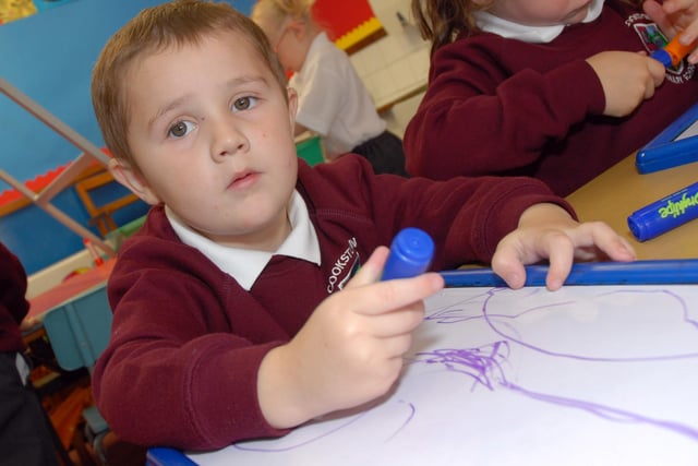 Kye in artistic mood on his first days of school life at Cookstown Primary School.mm38-7-101ar.
