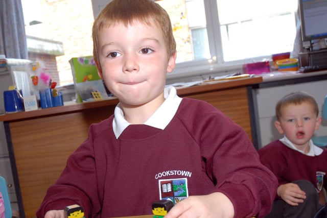 Jack gets down to the business of play on his first days of school life at Cookstown Primary School.mm38-7-103ar.