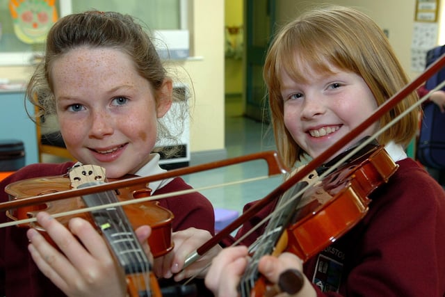 Cookstown Primary School pupils Conesus Allen and Lidia Leech who have passed their grade one violin exams.mm43-303sr