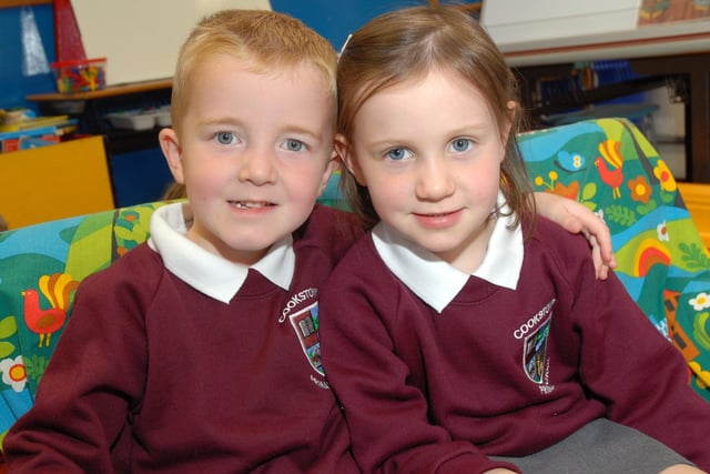 Jack looks after his twin sister Charlotte as they embark on a life of education at Cookstown Primary School.mm38-7-106ar.
