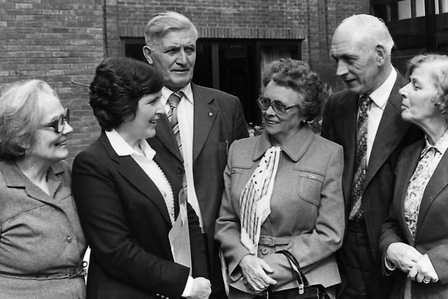 Mrs Claire Kennedy, chairman of the Electricity Consumers’ Council, second left, speaking to committee members Mrs Joan Tomlin, Mrs Mary Anderson, Mrs Doreen Moody, Mr John McAteer and Mr Samuel Cowan in September 1980. Picture: News Letter archives