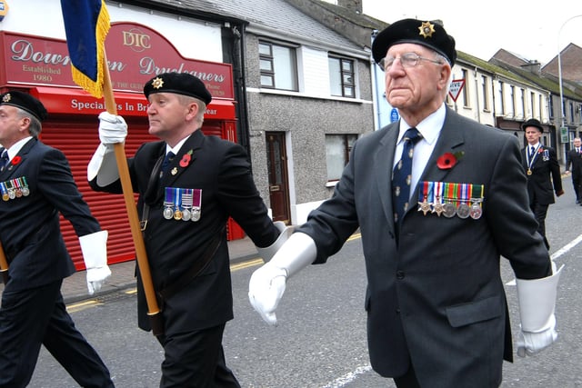 Stepping out with pride after the Remembrance Day Service at \St. Swithen's Church, Magherafelt, last Sunday.mm46-190ar.