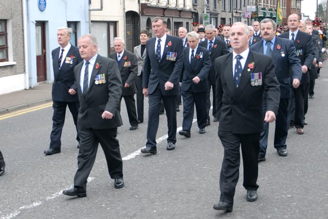 Ex- Service personnel on parade after the Remembrance Day Service at St. Swithen's Church, Magherafelt, last Sunday.mm46-191ar.