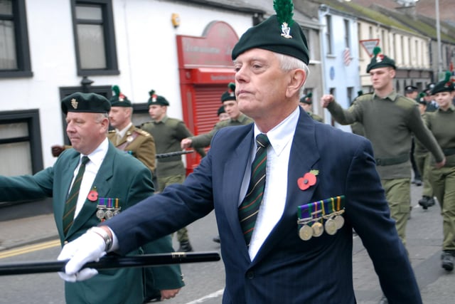 Stepping out with purpose at the parade after the Remembrance Day Service at St. Swithen's Church, Magherafelt, last Sunday.mm46-195ar.
