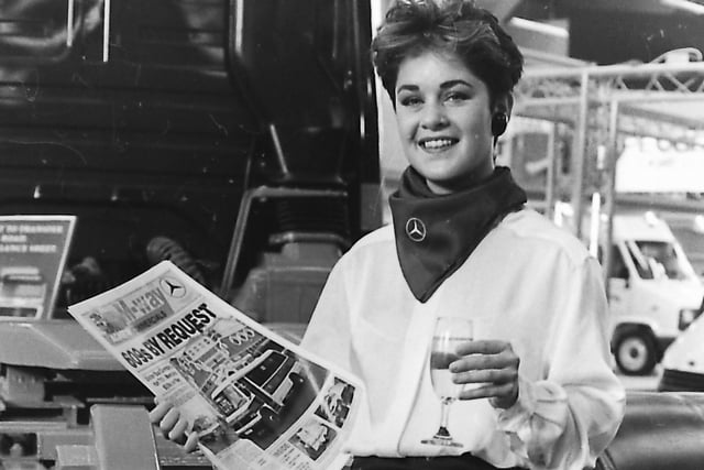 Pictured at the Northern Ireland's first Commercial Motor Show which was held at the King's Hall in Belfast in October 1987 is Caroline Lennon at the Agnew Commercials stand. Picture: News Letter archives