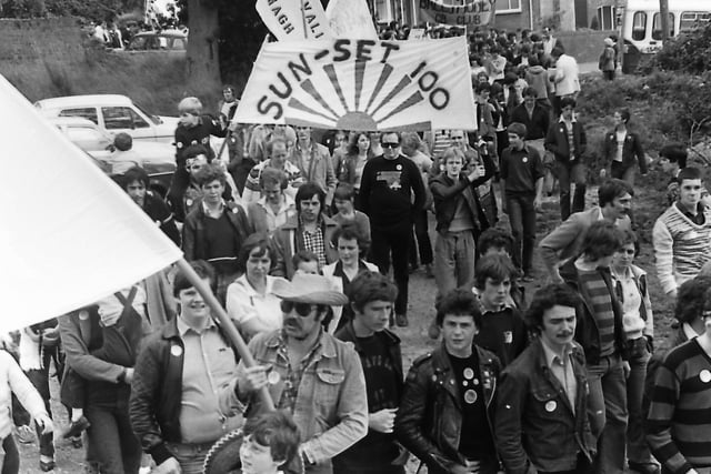 Citizens Band Radio Association members carrying their club placards in September 1980 as they arrive at Hydebank, Belfast, for their mass rally to object at government proposals to introduce open channel radio on the 928 Mhz frequency. An association spokesperson told the News Letter: “Our stance is that the government should make our form of CB radio legal. Home Secretary, William Whitelaw has already commented that he approves of CB radio and now we would like to see some positive action.” CB leaders believed ‘pirate’ operators were giving their hobby a bad name. Picture: News Letter archives