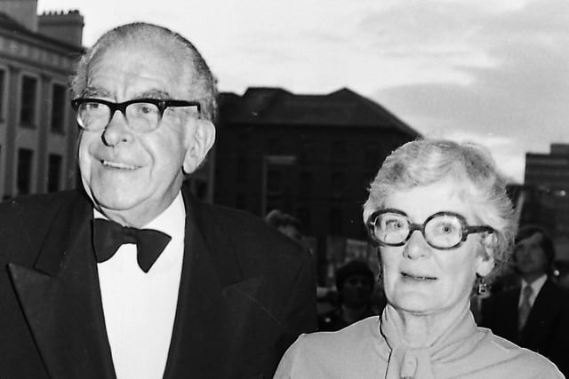 Mr John McBride, who appeared on stage in the Grand Opera House in 1930s, with his wife Pat at the re-opening of the theatre in September 1980. The News Letter reported that the theatre opened “in a blaze of glory” after eight years in the dark. Secretary of State, Humphrey Atkins and his wife occupied what used to be the Royal Box, along with the chairman of the Arts Council, Dr Stanley Worrall. Picture: News Letter archives