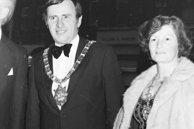 The Lord Mayor of Belfast, Alderman John Carson, and his wife arrive for the re-opening of the Grand Opera House in September 1980. Picture: News Letter archives