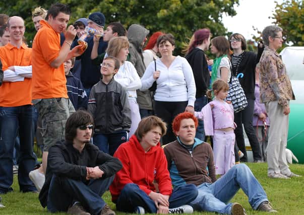 A section of the large crowd which enjoyed the acts at the Somewhere Else concert in the grounds of Kilfennan Presbyterian Church on Saturday. LS36-164KM