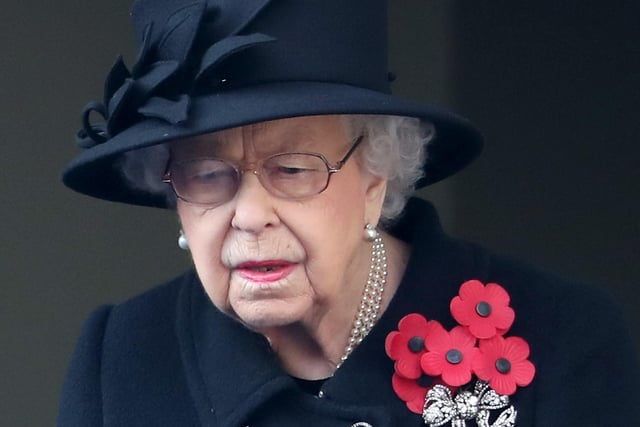 Queen Elizabeth II during the National Service of Remembrance at the Cenotaph, in Whitehall, London. PA Photo. Picture date: Sunday November 8, 2020. See PA story MEMORIAL Remembrance. Photo credit should read: Chris Jackson/PA Wire