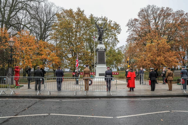 A small Remembrance Service was held at Lisburn War Memorial on Sunday November 8. Pic by Norman Briggs, rnbphotographyni