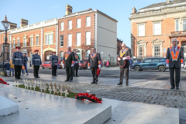 Lisburn District Officers at the Lisburn District No 6 Remembrance Service on Saturday November 7.  Pic by Norman Briggs, rnbphotographyni