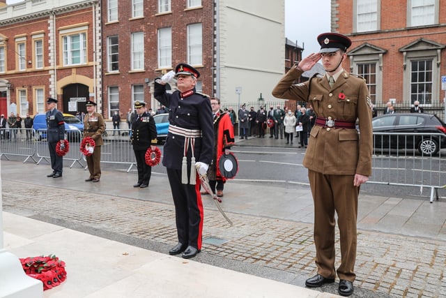 The Lord Lieutenant for County Antrim pays his respects. Pic by Norman Briggs, rnbphotographyni