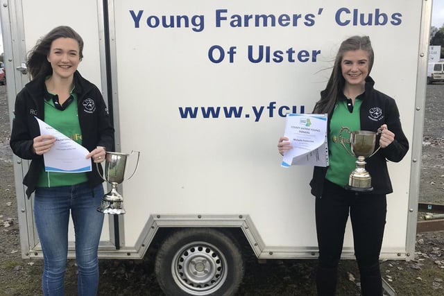 Members of Ahoghill YFC receiving their prizes for 2019-2020 competitions