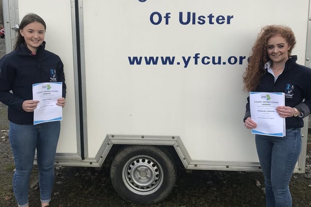 Members of Crumlin YFC receiving their prizes for 2019-2020 competitions