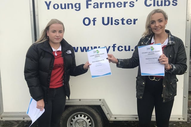 Members of Gleno Valley YFC receiving their prizes for 2019-2020 competitions