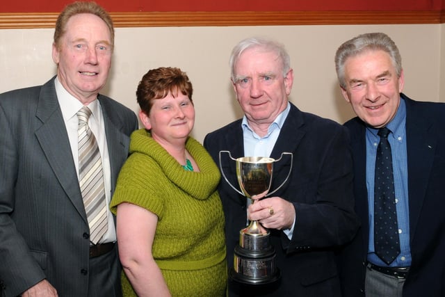 Eric Glasgow, Julia Glasgow, Kenneth McGuffin and Stanley Crooks - Orritor Bowling Club Rinks winners.mm1610-135ar.