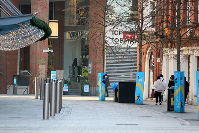 A quiet Belfast City Centre today as most shops remain shut as part of the two week lockdown