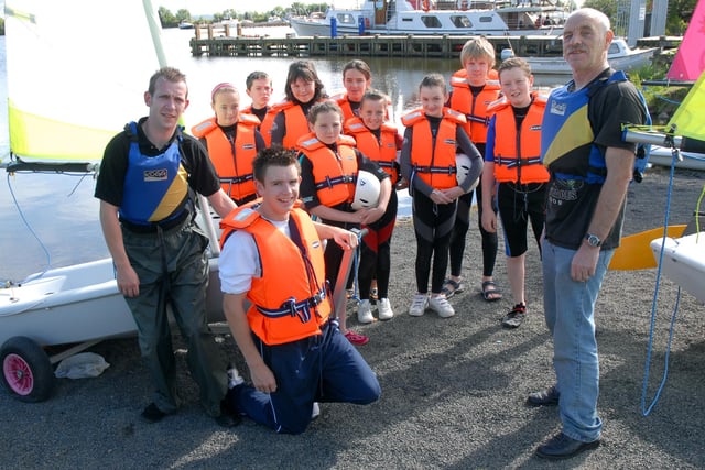 Some of the young people from the Cookstown Council area, who took part in a five week Sailing Programme, staged at Ballyronan Marina and organised by Cookstown Council and Ballyronan Boat Club. Included in the picture are Jim McCann, Ballyronan Boat Club Sean Murray, Loughshore Youth Forum and Peter Sloan, Cookstown Council Sports Deaprtment.mm3607-107ar.