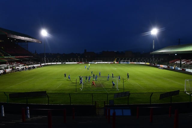 PACEMAKER PRESS  BELFAST 28/11/2020 
Glentoran v Dungannon Danske Bank Premiership
Empty stands with fans unable to attend games due to the new Coronavirus restrictions at The Oval in Belfast.
Pic Colm Lenaghan/Pacemaker