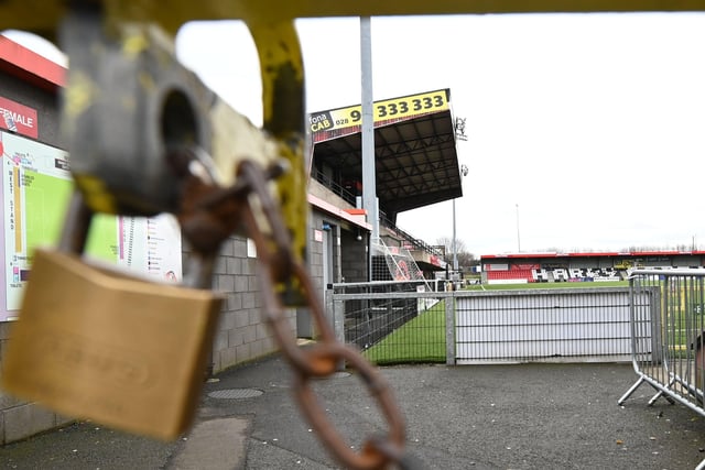 Pacemaker Press 14/03/2020 
Seaview Football Ground in Belfast on Saturday, as sport across N Ireland has been postponed due to the Coronavirus.
The Irish FA have  called off all matches until 4 April. Rugby , GAA and Hockey have also been postponed.
 Pic  Colm Lenaghan/ Pacemaker