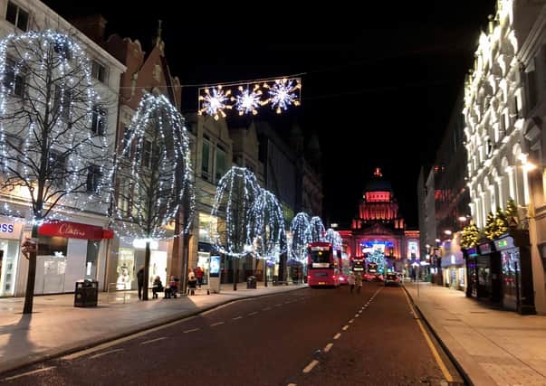 An deserted Belfast city centre midway through Northern Ireland's circuit break lockdown. Under the restrictions all non-essential retail stores will remain closed until December 11.