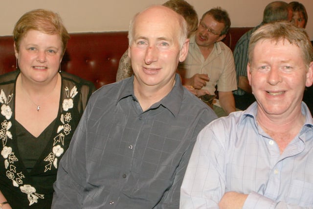 David Mills Tommy Lennox and Betty Lennox pictured at the Desertmartin and District Farming Group dinner at the Ramble Inn on saturday evening.Pic Kevin McAuley