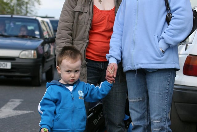 Christopher Campbell with his mum Patricia and Maureen Dobbin (right) at the Toome Horse Fair. AT16-304JC