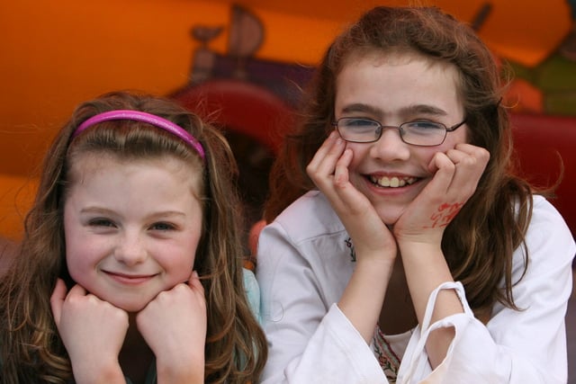 Shauna McCloskey and Shanon McKeever on the bouncy castle at the Toome Fair. AT16-300JC