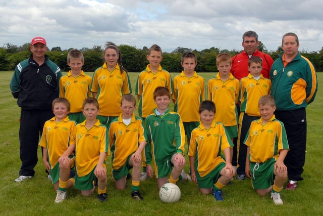 The St Patricks Primary School, Aghagallon, team who won the South West Antrim Gaelic Blitz tournament in Crumlin in 2007. Included are Mr Kevin O'Hara, principal and coaches Davy King and Brendan Gorman