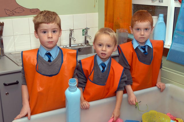 Playing at the water tray at  St Marys Primary School, Derrymore in 2007 are, James Keenan, Pierce Lavery and Ryan Doone